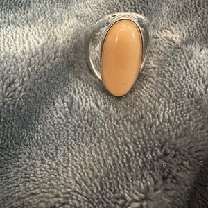 Elegant Silver and Tan Women's Ring